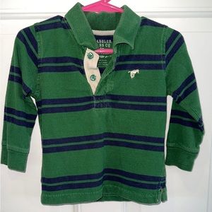 Wrangler Green and Navy Striped Long Sleeve Tee